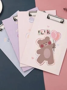 1 Pieza Pad De Clip De Dibujos Animados A4 Para Escribir Y Estudiar, Para Estudiantes Y Uso De Oficina - Morado - Ver 3