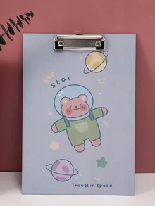 1 Pieza Pad De Clip De Dibujos Animados A4 Para Escribir Y Estudiar, Para Estudiantes Y Uso De Oficina - Morado - Ver 5