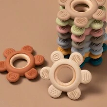 1 件裝嬰兒矽膠木製牙膠玩具嬰兒保健環玩具禮物新生兒牙齒磨牙棒適合出牙咀嚼嬰兒配件 - 粉色 - 查看 3