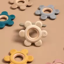 1 件裝嬰兒矽膠木製牙膠玩具嬰兒保健環玩具禮物新生兒牙齒磨牙棒適合出牙咀嚼嬰兒配件 - 粉色 - 查看 6
