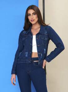 Women Denim Jackets & Coats - Rửa tối - Xem 1