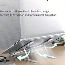 1 Giá đỡ máy tính xách tay di động bằng nhôm, kim loại nâng cấp - Có thể điều chỉnh 6 vị trí, chắc chắn hơn và không bị rung, Đế làm mát nâng gấp, 6,1 inch * 9,25 inch tương thích với mọi kích cỡ máy tính xách tay - Bạc - Xem 5