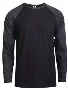 Long Sleeve Raglan T-Shirt In Cold Knit - 黑色 - 查看 1