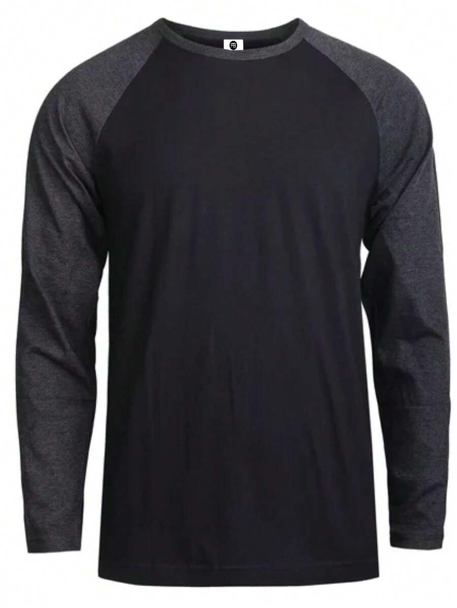 Long Sleeve Raglan T-Shirt In Cold Knit - 黑色 - 查看 1