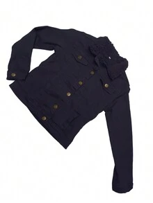 chamarra  Corta de mezclilla aborregada por dentro - Negro - Ver 2