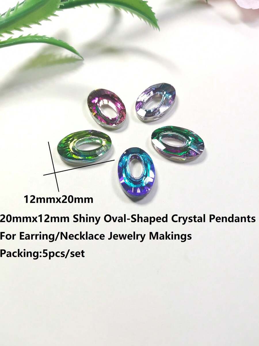 5 cái/bộ Sáng bóng Hình bầu dục Mặt dây chuyền Đối với Bông tai/Vòng cổ Đồ trang sức - Nhiều màu - Xem 1