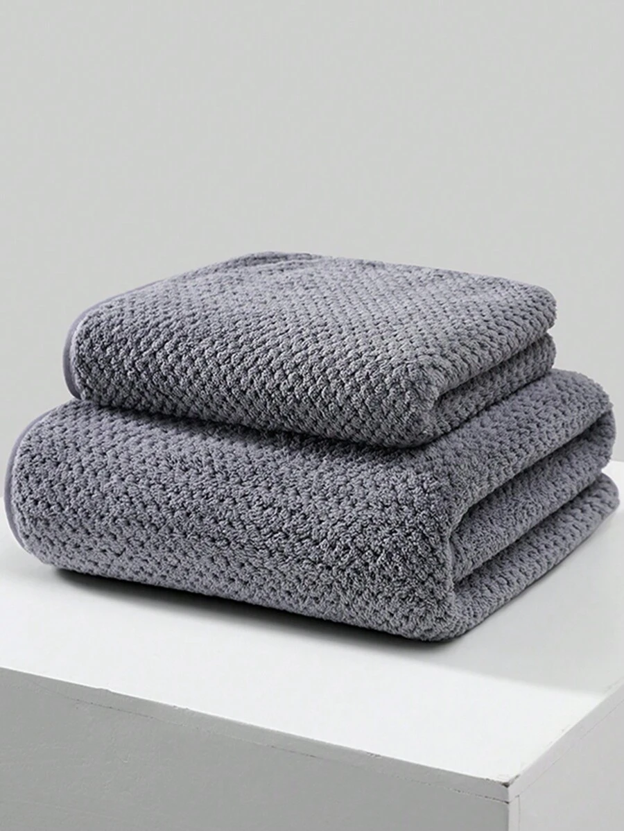 Coral Fleece Comfortable Soft Absorbent Hair Towel, Hand Towel, Bath Towel, Beach Towel For Men And Women, With Options Of 1pc Regular Size (hair Towel Or Hand Towel Or Bath Towel) Or 1pc Large Size (hair Towel Or Bath Towel) Or 1pc Beach Towel (shawl Or Beach Blanket) - Grey - View 1