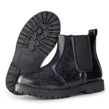 Girl's Fall Winter Fashion Shiny Wedding Party Prom Princess Chelsea Boot Ankle Boots Birthday Halloween Christmas Gifts - 黑色 - 查看 4