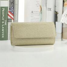 Bolso clutch dorado de moda con lentejuelas con solapa para noche fiesta - Dorado - Ver 4