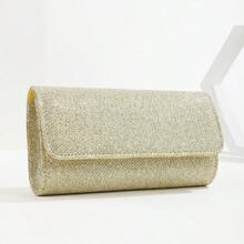 Bolso clutch dorado de moda con lentejuelas con solapa para noche fiesta - Dorado - Ver 5