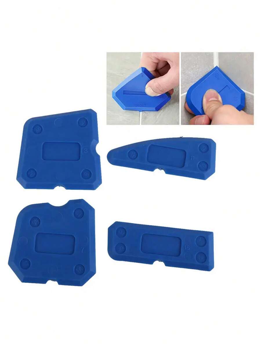 4 Unids/set Kit De Herramientas Para Lechadas Que Incluye Espátula, Raspador, Espátula De Plástico Y Herramienta Para Azulejos - Azul - Ver 1