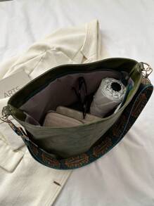 时尚欧美风格新款水桶包，女士大容量斜挎包 - 綠色 - 查看 4