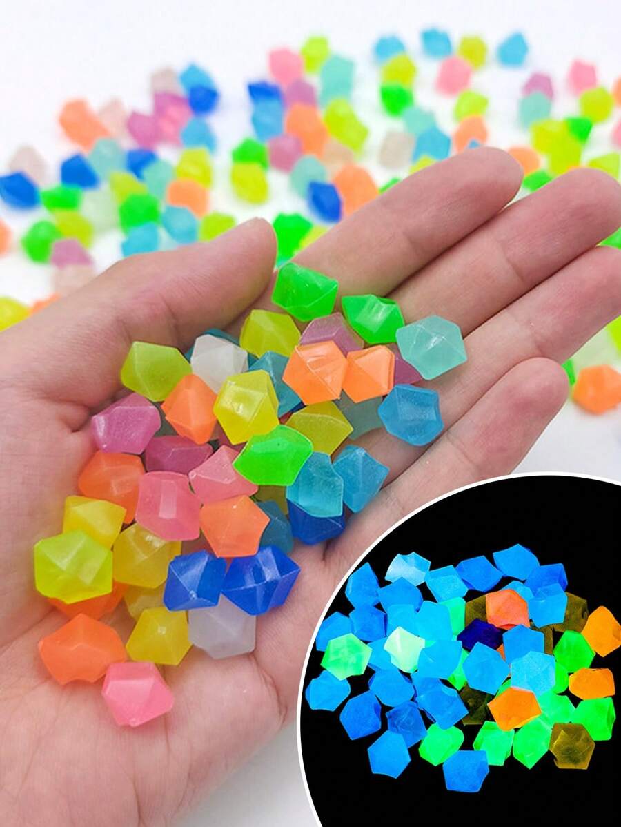 100 Cái/200 Chiếc Màu Sắc Ngẫu Nhiên Mini Nhân Tạo Phát Sáng Trong Bóng Tối Đá Nhựa Để Trang Trí Bể Cá Cảnh, áp Dụng Bốn Mùa - Nhiều màu - Xem 1