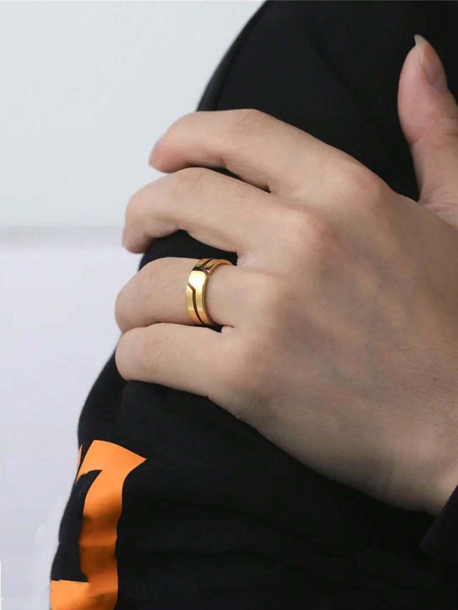 1 Miếng Nam Tối giản Nhẫn , Thép không gỉ Đồ trang sức , Đối với Đồ trang sức Qủa tặng Và Buổi tiệc