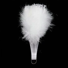 1入組白色羽毛和花邊雙面折疊扇帶吊飾,紅茶會用於萬聖節盛裝晚宴的照片道具,1920年代派對diy照片道具 - 白色 - 查看 3