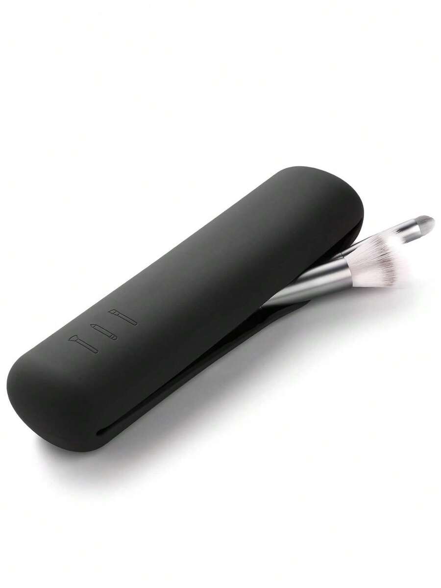 1入組旅行化妝刷套裝，便攜式化妝刷化妝品盒，柔軟舒適的化妝刷組織者，時尚美麗的化妝刷袋 - 黑色 - 查看 1