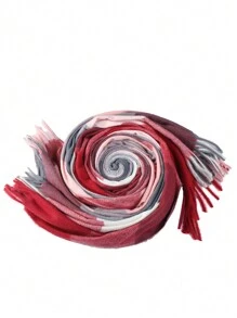 件女式加厚保暖防風聖誕格子披肩圍巾，附流蘇，適合正裝、日常穿著、通勤、旅行、街頭風格等。