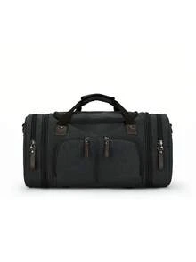 健身行李袋背包防水運動行李袋旅行週末包男式女式過夜包帶鞋隔層 - 黑色 - 查看 3