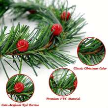 6pcs Christmas Candle Rings, Small Artificial Red Berry Wreath Candle Holder Rings, Fits 3 Inch Pillars Candle Tapers For Rustic Wedding Centerpiece Christmas Table Decoration - Green - View 5
