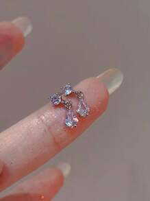 BALMORA 一对925纯银复古优雅金色水滴形锆石耳钉，女士时尚耳环，适合派对、日常佩戴，也是一份贴心的礼物。 - 銀色 - 查看 5