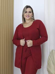 Women Two-piece Outfits - 酒紅色 - 查看 2
