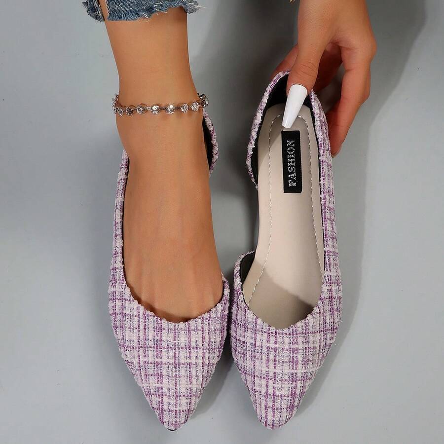 Của phụ nữ Đúng mốt Pointed Toe Giày phẳng - Màu tím - Xem 1