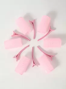 Bộ 6 lô cuốn tóc tự cầm nhỏ gọn, không cần nhiệt, kèm 6 kẹp tóc, dụng cụ tạo kiểu tóc DIY màu hồng, phụ kiện làm đẹp tại nhà. - Hồng - Xem 2