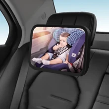 Baby Car Mirror - Facing Back Seat Infant Mirror With Wide Crystal Clear View, Shatterproof, Fully Assembled, Crash Tested And Certified - Black - View 1