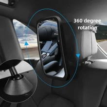 Baby Car Mirror - Facing Back Seat Infant Mirror With Wide Crystal Clear View, Shatterproof, Fully Assembled, Crash Tested And Certified - Black - View 7