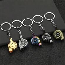 1pc Creative Turbocharger Keychain For Car Modifying Enthusiasts Advertising Keyring Pendant For Car & Backpack Elegant Gift Accessory For Men - Gold - View 2