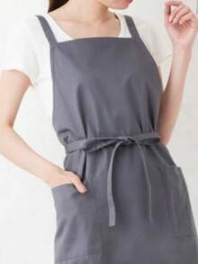 1 Miếng Xám Tạp dề , Hiện đại Phong cách Nhật  Polyester Không thấm nước & Chống vết bẩn áo choàng Với Dây đai , Thích hợp Đối với Nhà  , - Xám - Xem 5