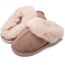 Women's Woolen Slippers Memory Foam Fluffy Moccasin With Soft Plush Fleece Lining Slip-On For Indoor Outdoor Use
