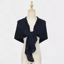 1pc Ladies' New Autumn Solid Color Versatile Small Shawl, Fashionable Knitted Scarf For Warmth - Dark Grey - View 6