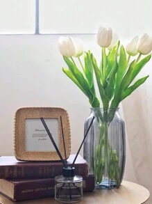 10入組白色鬱金香人工花,塑料乾花花束,適用於家居裝飾客廳餐桌擺設 - 白色 - 查看 5