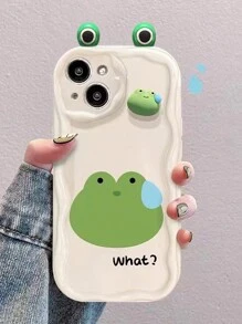 Funny 1pc Beige Frog Pattern Phone Case Compatible With Apple - Multicolor - View 1