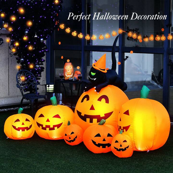 Gymax Inflatable Pumpkin Combo Halloween Decoration 7.5ft