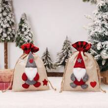 1入隨機卡通裝飾束口袋,適用於聖誕糖果、禮物、蘋果、森林和人物形狀 - 彩色 - 查看 1