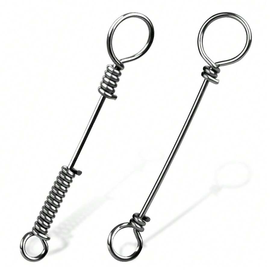 50 件魚餌不鏽鋼餵食器餵食器爆炸鉤彈簧托盤掛釣配件 - 銀色 - 查看 1