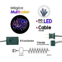 Serie de Luces LED Navideña 100 focos Led Luz Multicolor 3 Cajas con 3 Series 8 Funciones 7 Metros Cable Verde Paquete de 3 Series de luces con 100 focos cada una - Multicolor - Ver 2