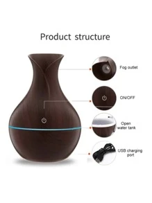 Humidificador Aromático de Madera: Aromatizador Natural, Difusor de Aromas, Humidificador de Aromaterapia, Humidificador Elegante, Humidificador de Madera para Ambientes Relajantes | Ideal para Casa y Oficina | 200ml. - Negro - Ver 4