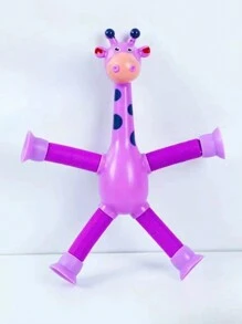 紫色 1入/4入/8入可伸展長頸鹿拼圖小玩具,有趣卡通吸管變形長頸鹿形狀,可減壓 - 紫色 - 查看 1