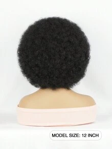 nimoki 柔軟非洲式假髮 70 年代女式非洲式捲髮假髮自然外觀短款非洲式捲髮假髮彈性黑色非洲式蓬鬆假髮合成頭髮大非洲式假髮適合日常生活（黑色） - 黑色 - 查看 5