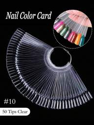 50Pcs Clear Nail Swatches Color Card Display Chart Gel Polish Template Nail Art Sample Stand Acrylic Palette Manicure Accessories For Nail Display Practice Home Diy Polish Board