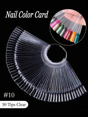 50Pcs Clear Nail Swatches Color Card Display Chart Gel Polish Template Nail Art Sample Stand Acrylic Palette Manicure Accessories For Nail Display Practice Home Diy Polish Board