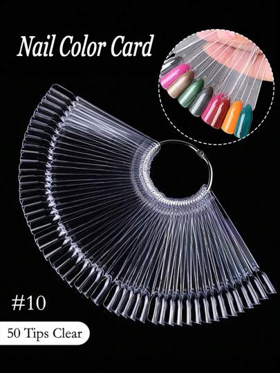 50Pcs Clear Nail Swatches Color Card Display Chart Gel Polish Template Nail Art Sample Stand Acrylic Palette Manicure Accessories For Nail Display Practice Home Diy Polish Board