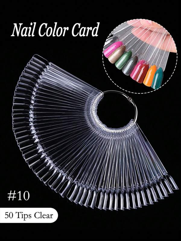 50Pcs Clear Nail Swatches Color Card Display Chart Gel Polish Template