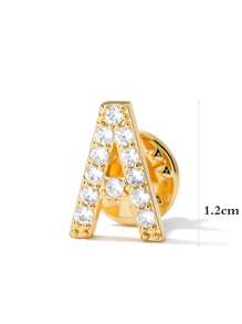 1 Pieza Broche De Cobre Y Circonita Cúbica Con Letras Del Alfabeto (a-z) Para El Nombre Y Apellido De Mujeres