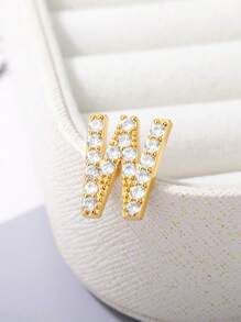 1 Pieza Broche De Cobre Y Circonita Cúbica Con Letras Del Alfabeto (a-z) Para El Nombre Y Apellido De Mujeres