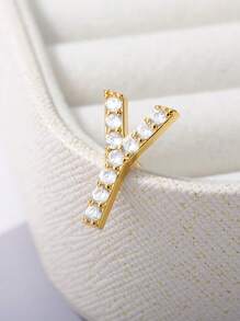 1 Pieza Broche De Cobre Y Circonita Cúbica Con Letras Del Alfabeto (a-z) Para El Nombre Y Apellido De Mujeres