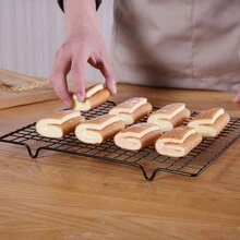 1入組不銹鋼烘焙冷卻架適用於,蛋糕,甜品,餅乾,燒烤架線格,烘烤架,油滴,排水架子 - 黑色 - 查看 2